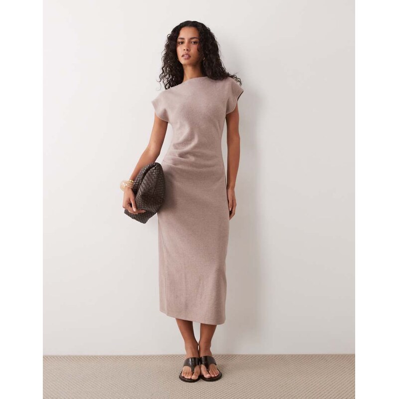 Nobodys Child Saylor short sleeve draped maxi dress in grey