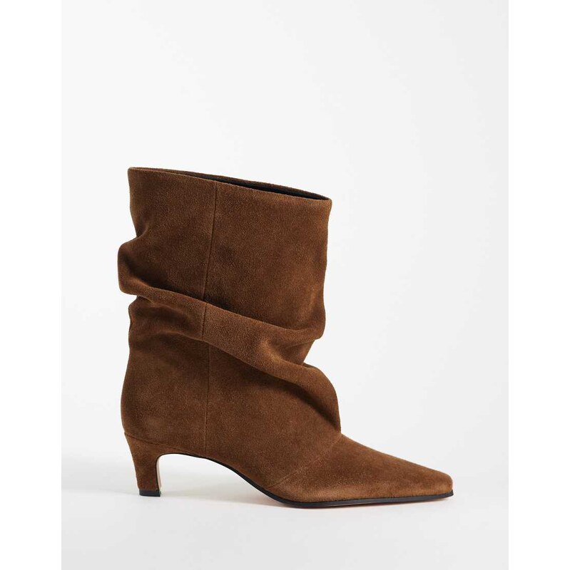 Steve Madden Vexa kitten heel ruched mid ankle boots in dark