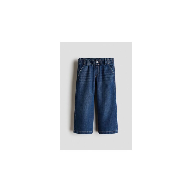 H&M - Džíny paper bag Wide Leg - Denim Blue