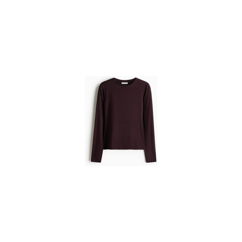 H&M - Modalový tops dlouhým rukávem - Vínová