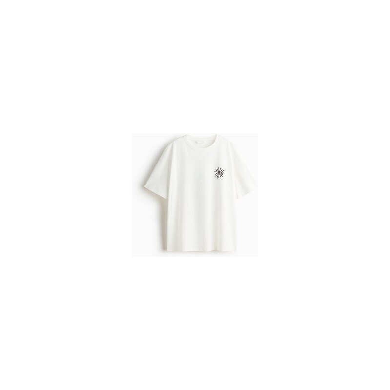 H&M - Oversized tričkos potiskem - Bílá/Sol De Verano