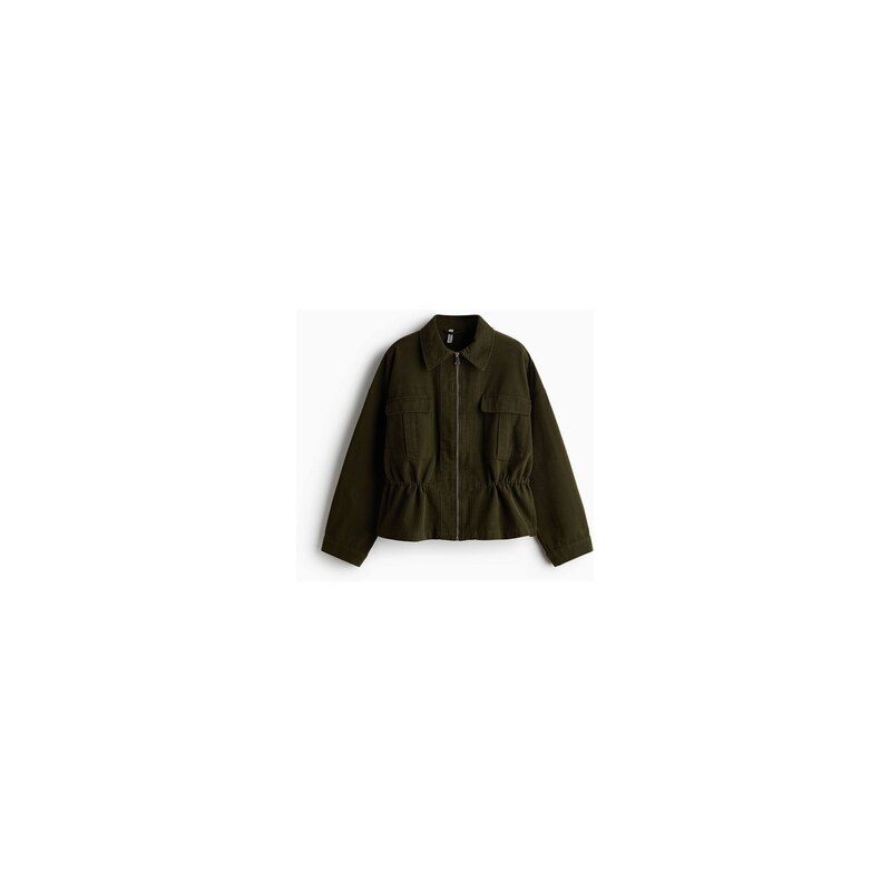 H&M - Bunda utility se stahovací šňůrkou - Khaki Zelená