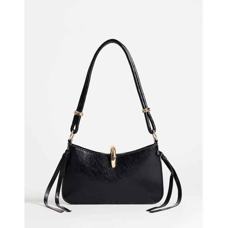Topshop Sansa small shoulder bag with hardware in black