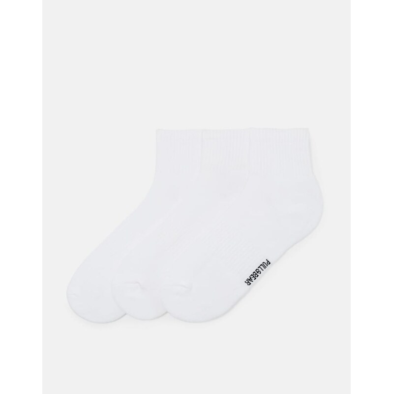 Pull&Bear Pack of 3 mid-calf socks in white