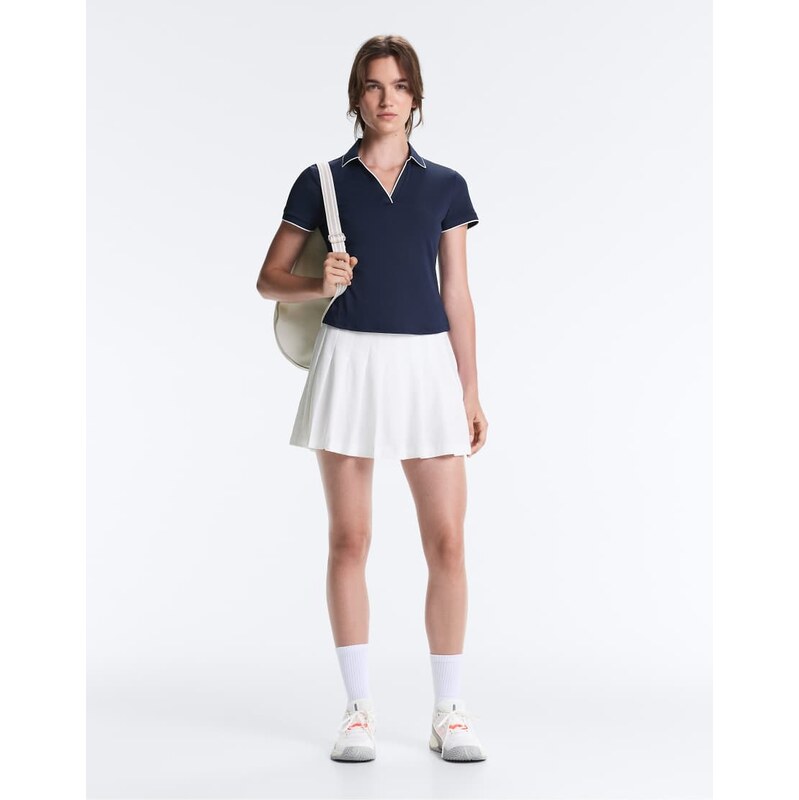 OYSHO Short pleated piqué skirt in off-white