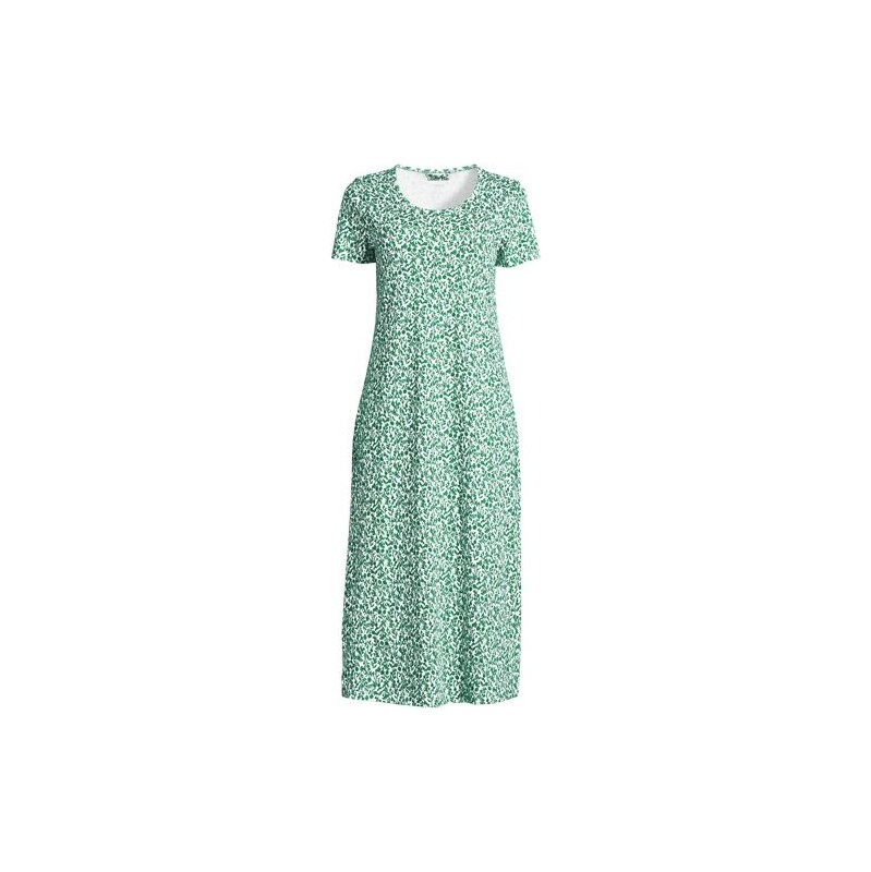 Short Sleeve Mid Calf Pure Cotton Nightdress, Women, size: 1X,