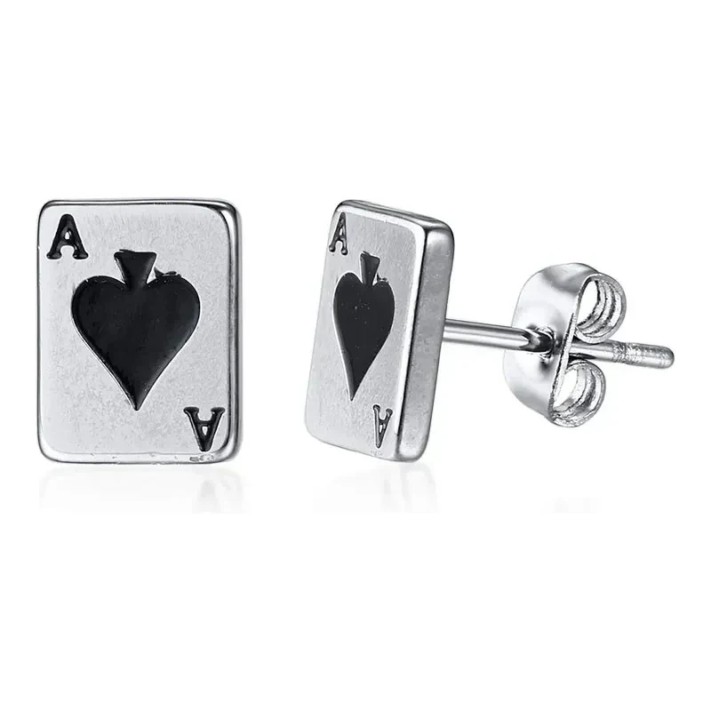 Impress Jewelry Unisex ocelové náušnice na puzetu – Pikové eso