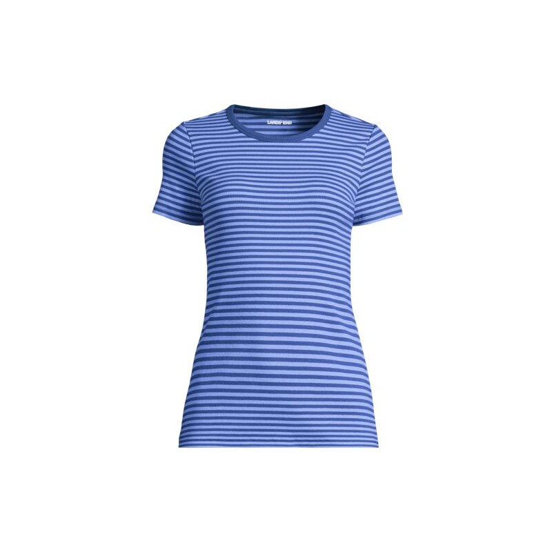 Micro Rib Crew Neck T-shirt, Women, size: XS, regular, Blue,
