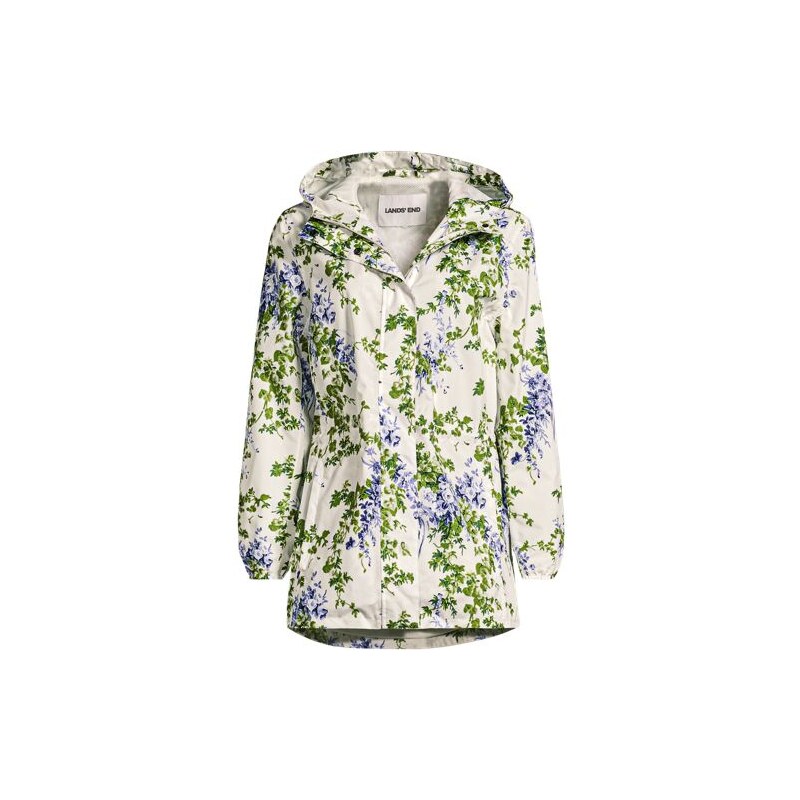 Packable Waterproof Raincoat, Print, Women, size: 2X, plus, Blue