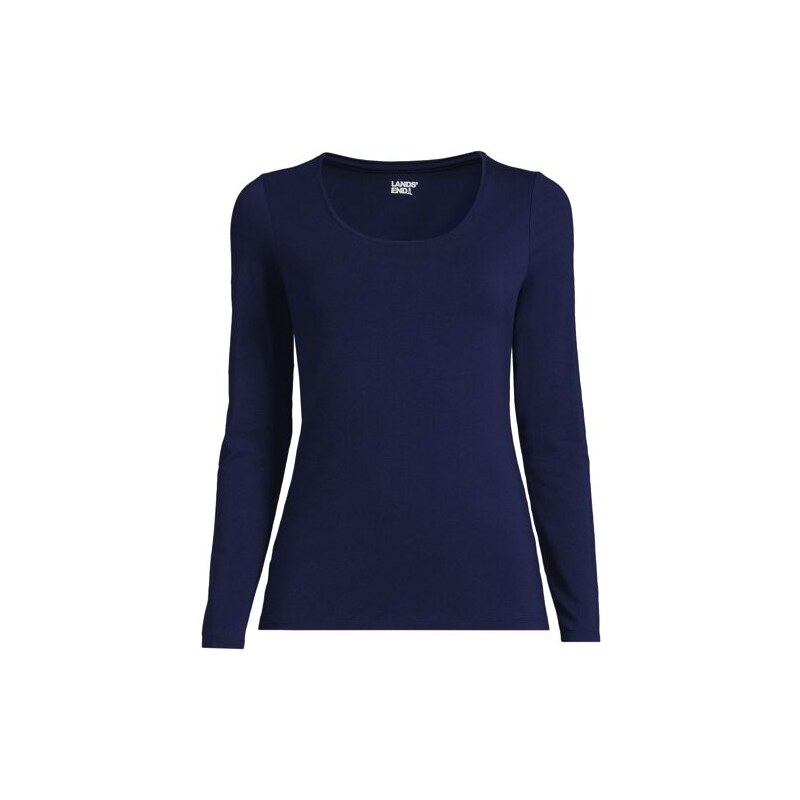 Cotton Modal Scoop Neck Top, Women, size: L, regular, Blue,