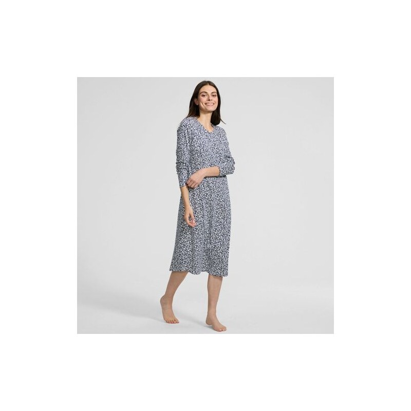 Long Sleeve Mid Calf, Pure Cotton Nightdress, Women, size: XS,