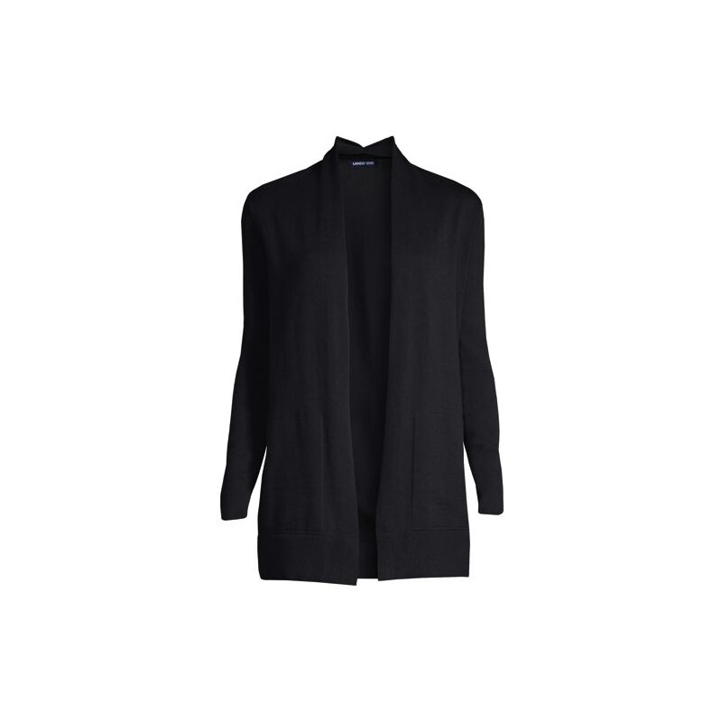 Long Sleeve Open Cardigan, Women, size: 3X, plus, Black, Cotton,