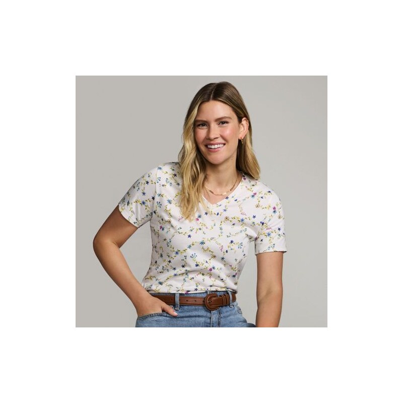 Supima Short Sleeve V-neck T-shirt, Women, size: 3X, plus, Ivory