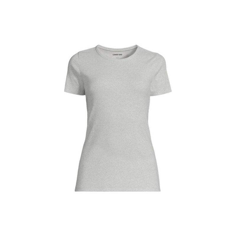 Micro Rib Crew Neck T-shirt, Women, size: M, petite, Grey,