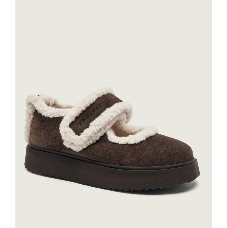 INUIKII Ohřívá baleríny Mary Jane | semiš | shearling