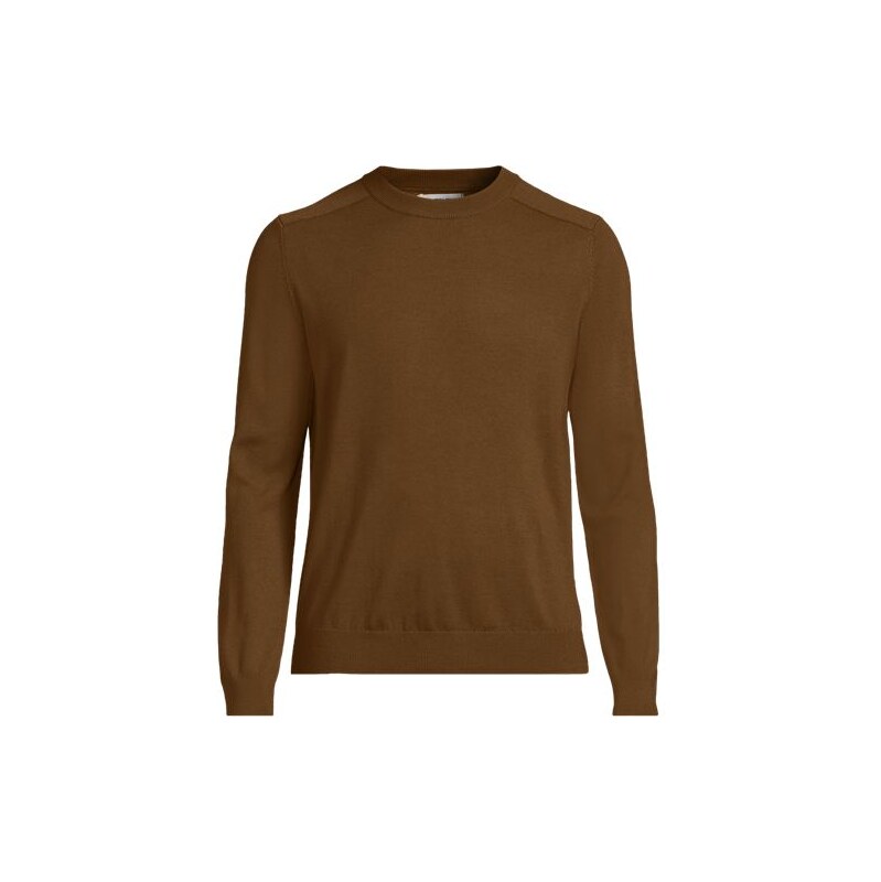 Pure Merino Wool Crew Neck Jumper, Men, size: L, regular, Brown,