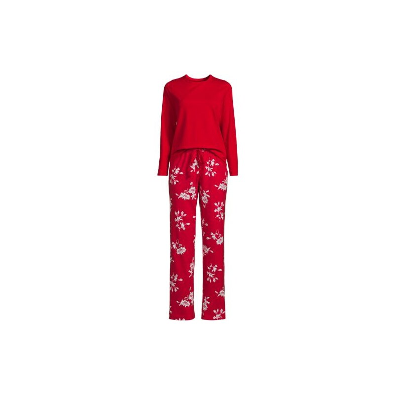 Cotton Jersey Pyjama Set, Women, size: 1X, plus, Red, Spandex