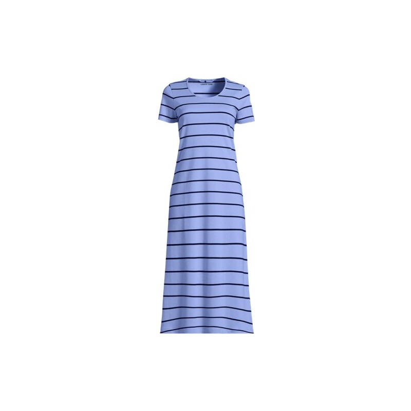 Short Sleeve Mid Calf Pure Cotton Nightdress, Women, size: M,
