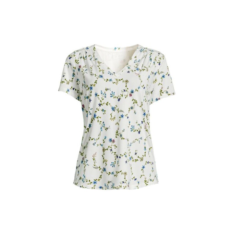 Cotton Modal V-neck Top With Lace Trim, Women, size: M, regular,