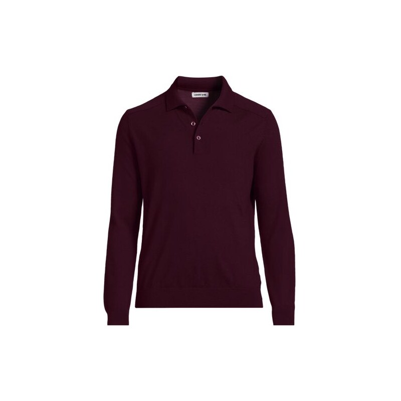 Merino Wool Polo Sweater Top, Men, size: M, regular, Red, Wool,