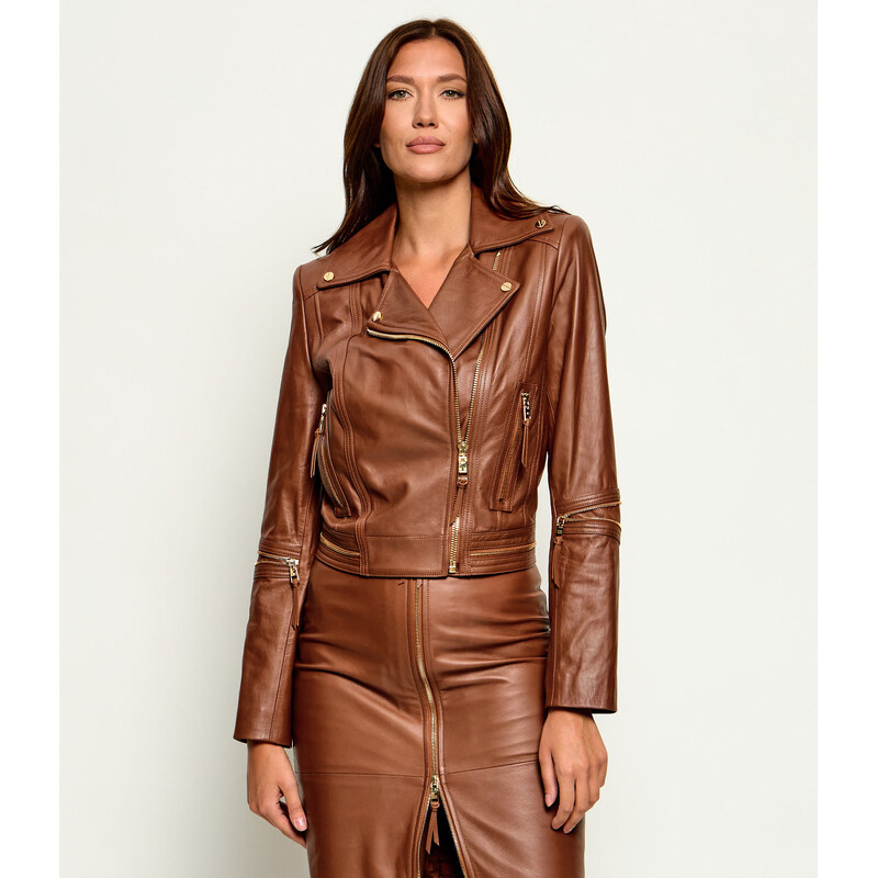 Elisabetta Franchi Kožená bunda | Slim Fit