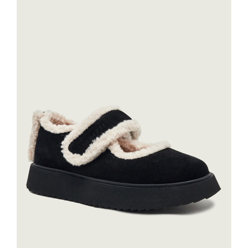 INUIKII Ohřívá baleríny Mary Jane | semiš | shearling