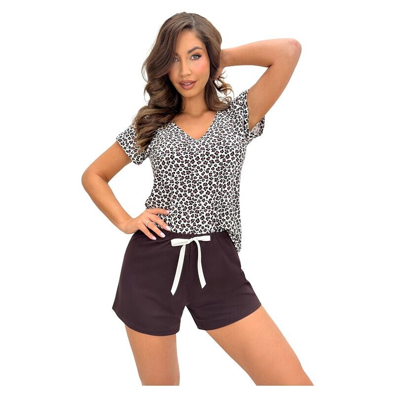 Donna Dámské pyžamo Zoya short leopard