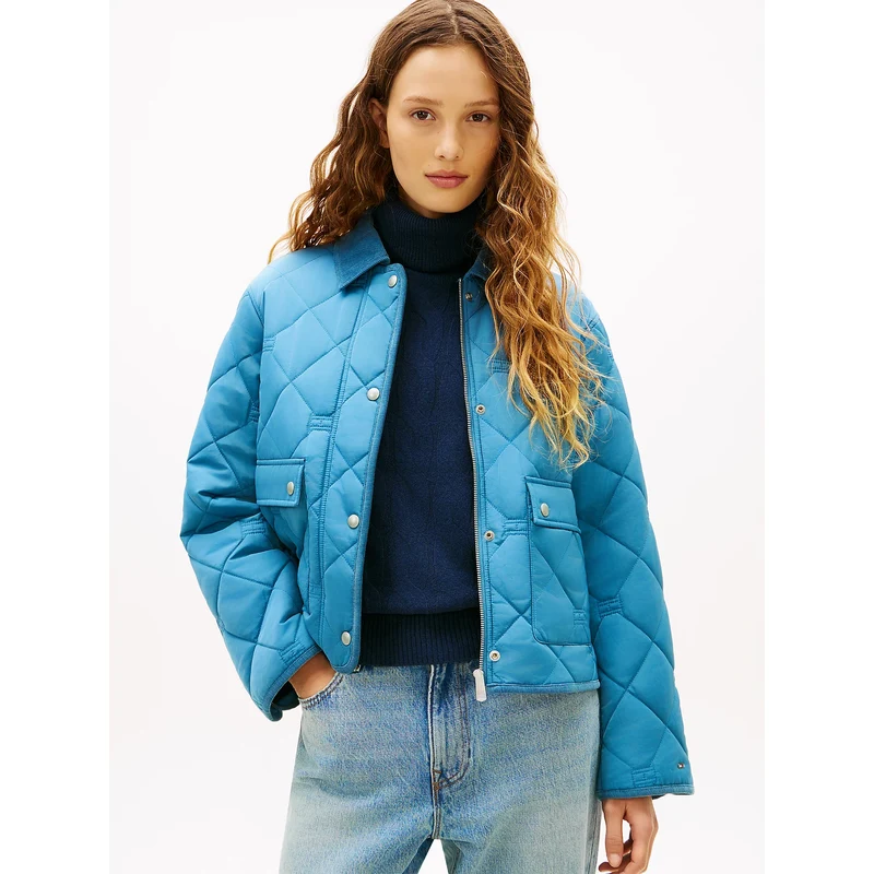 Tommy Hilfiger dámská modrá prošívaná bunda