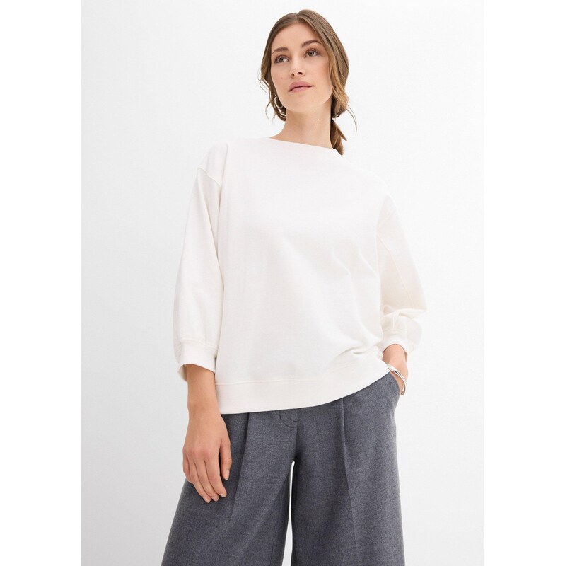 bonprix Oversize mikina z čisté bavlny béžová Žena