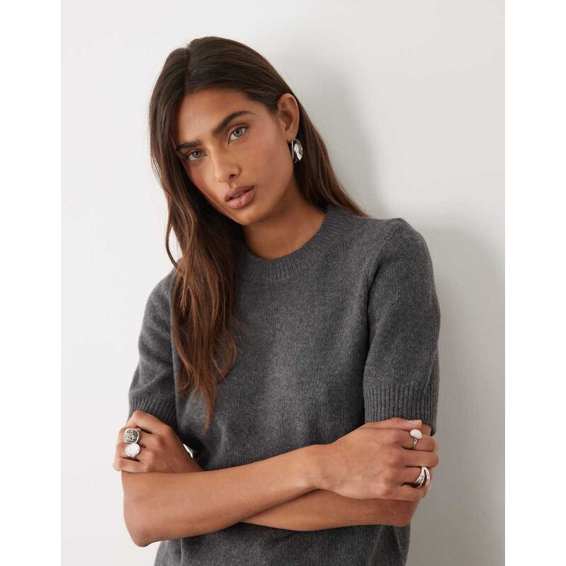 ASOS DESIGN baby tee with wool in charcoal-Grey