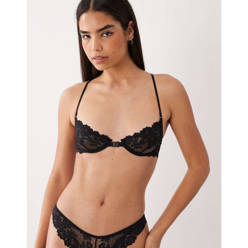 ASOS DESIGN Ruby lace underwire bra with front fastening and