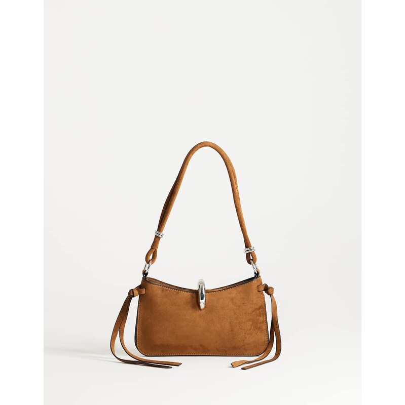 Topshop Sansa small shoulder bag with hardware in tan-Brown