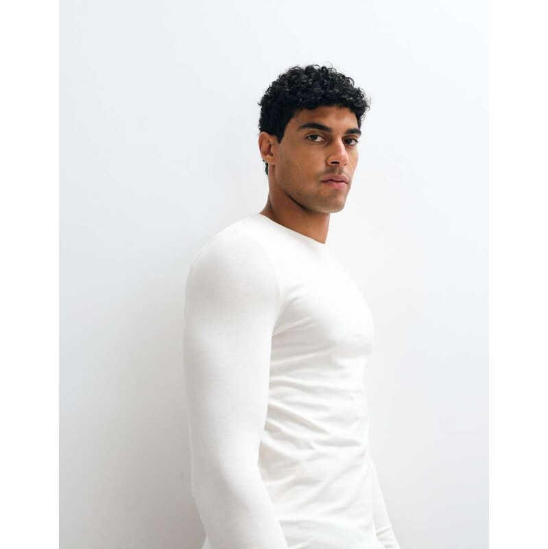 ASOS DESIGN Essentials muscle fit long sleeve t-shirt in cream