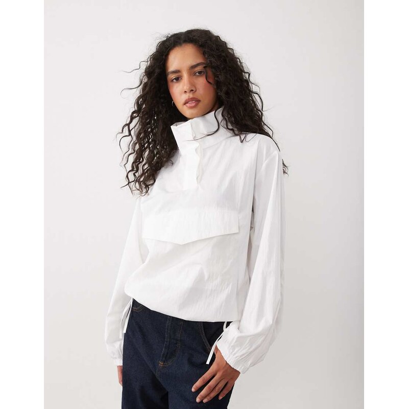 ASOS DESIGN techy funnel neck balloon jacket co ord in ecru