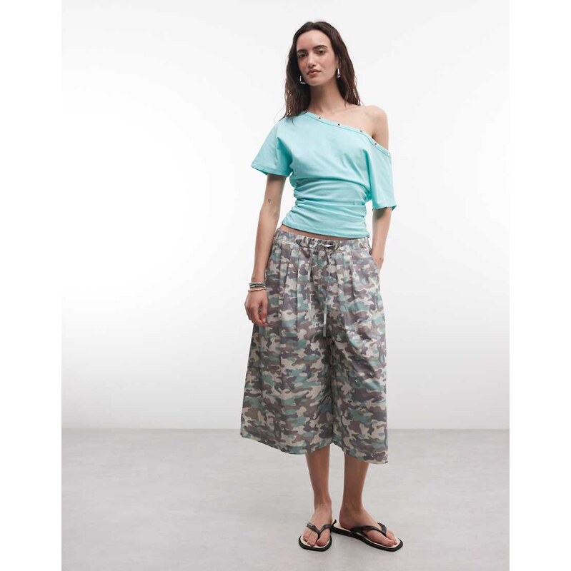 COLLUSION XL baggy longline jort in camo-Multi