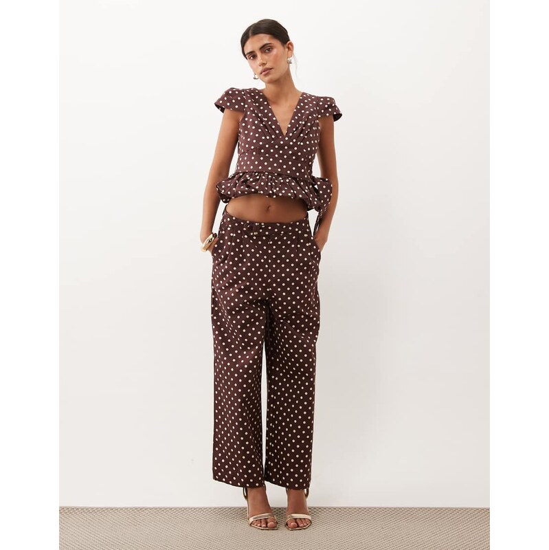 Sister Jane Arles mid rise straight leg trousers co-ord in brown