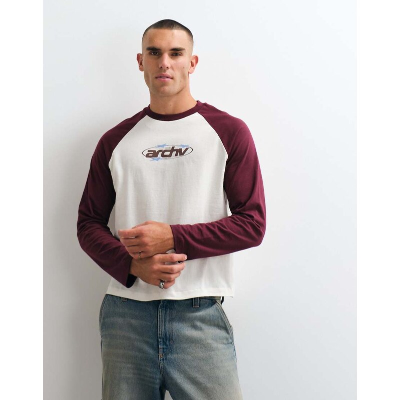 ASOS DESIGN raglan boxy relaxed t-shirt with front text graphic