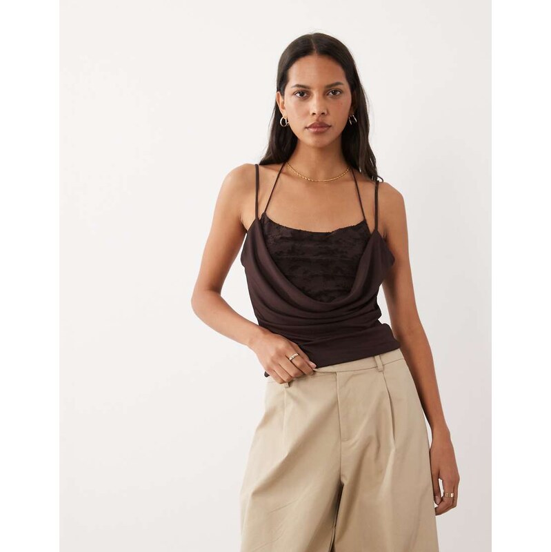 Mango double layer cami top in brown