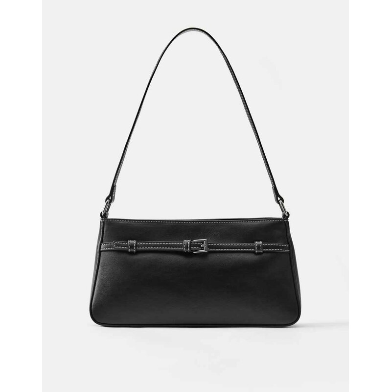 Pull&Bear Buckle shoulder bag in black