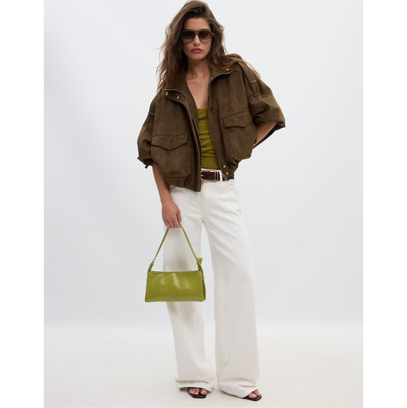 Stradivarius Oversize faux suede jacket in brown