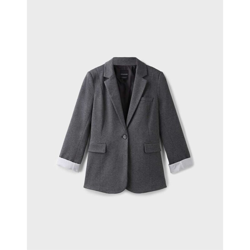 Stradivarius Regular fit houndstooth blazer in grey