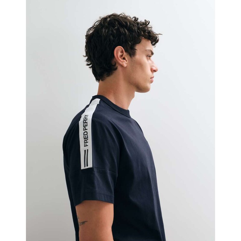 Fred Perry printed tape t-shirt in navy