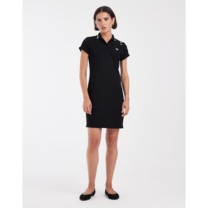 Fred Perry x Amy Winehouse tipped polo dress in black