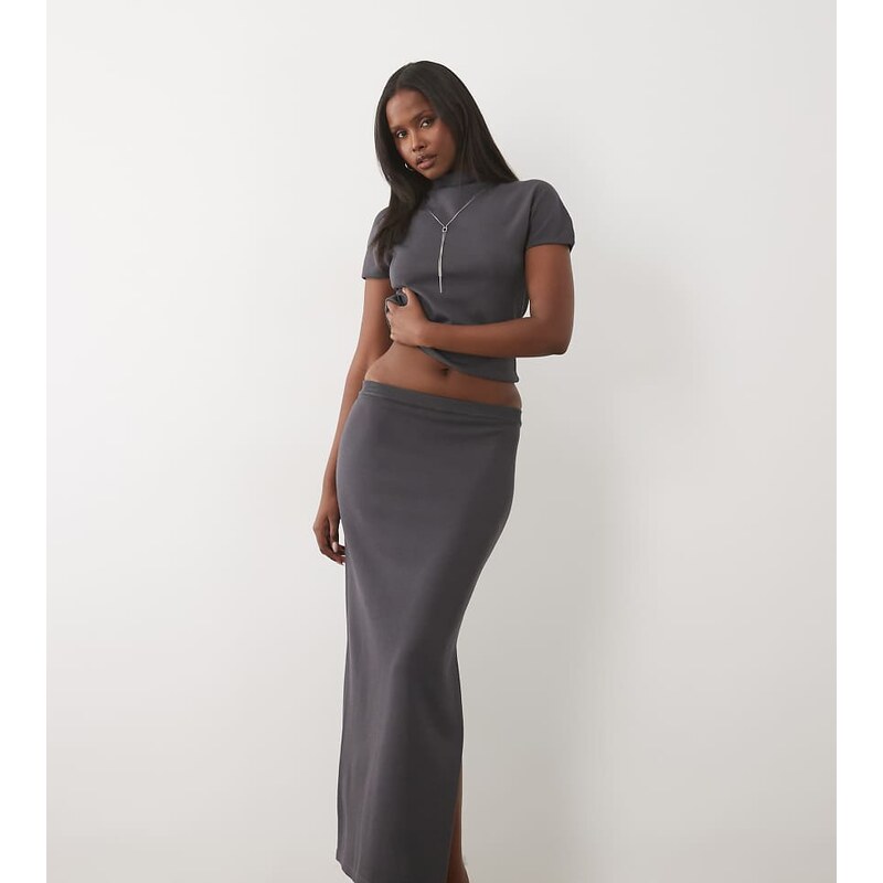 Kaiia exclusive 90s fine knit side split maxi skirt co-ord in