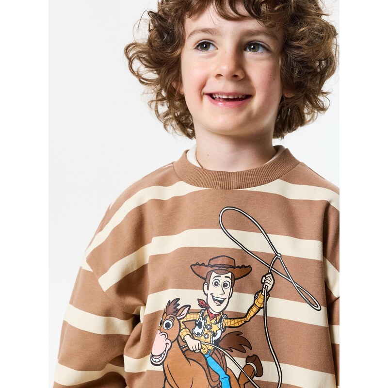 Sinsay - Bavlněná mikina crewneck s potiskem Toy Story - hnědá