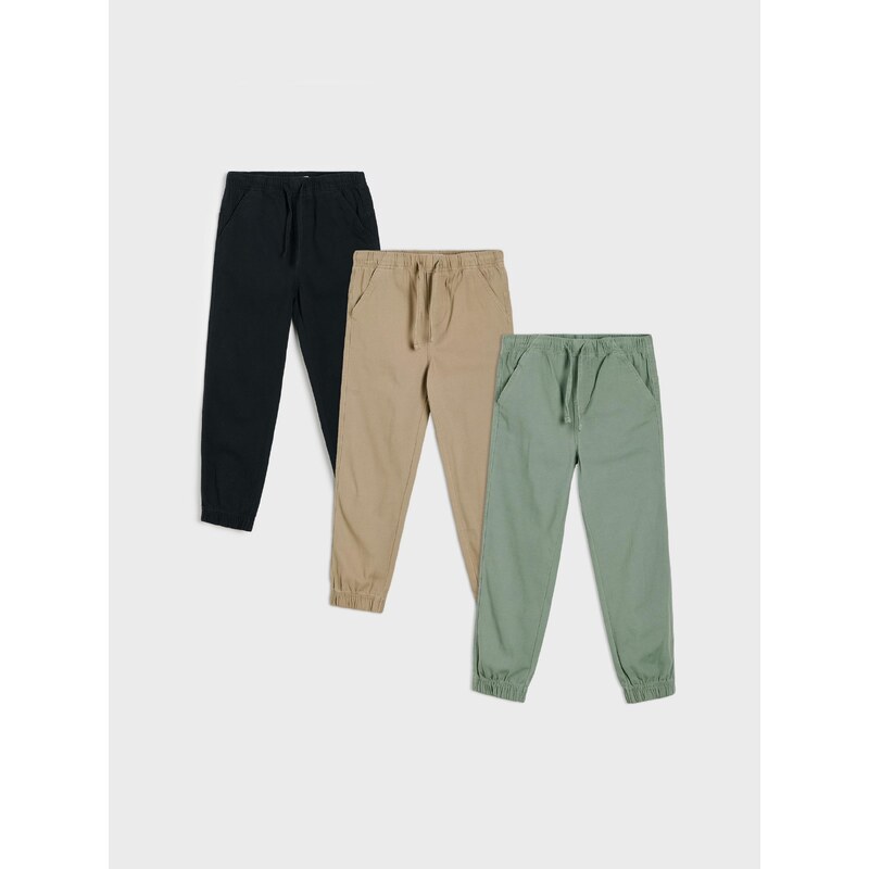 Sinsay - Bavlněné jogger kalhoty 3 pack - zelená