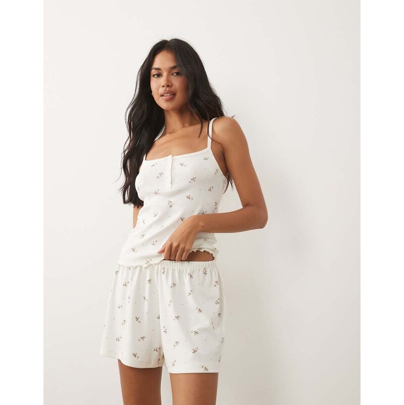ASOS DESIGN mix & match pointelle pyjama short in pink rosebud