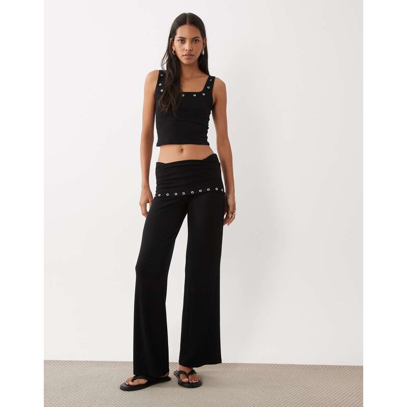 ASOS DESIGN fold over with eyelet details co-ord trousers in