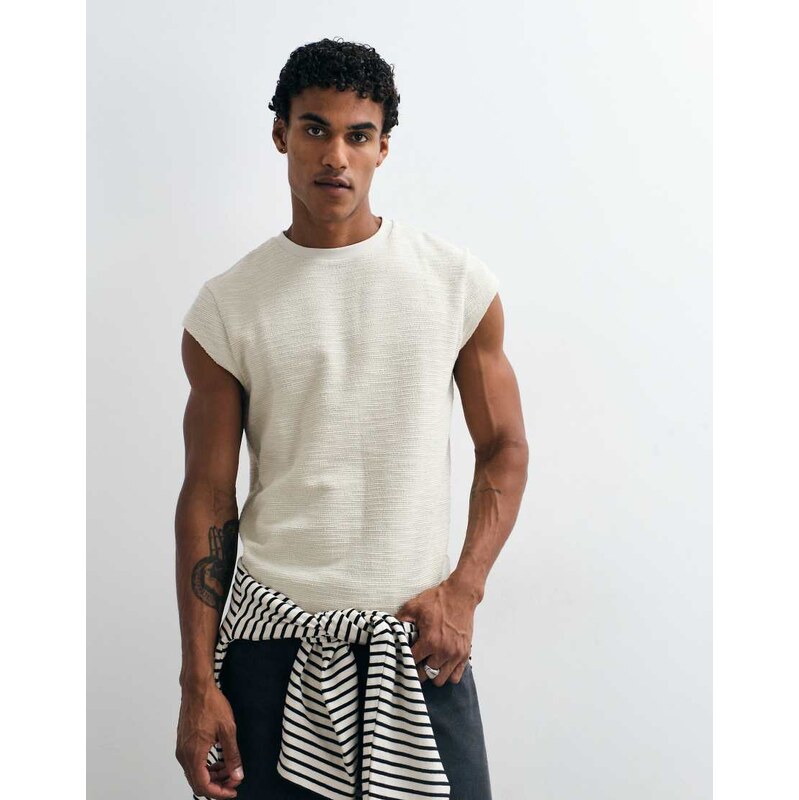 ASOS DESIGN boxy regular fit t-shirt with cap sleeve in stone