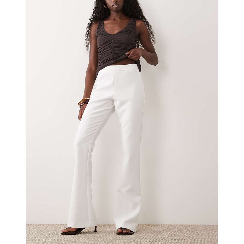ASOS LUXE tailored flared trouser in cream-White